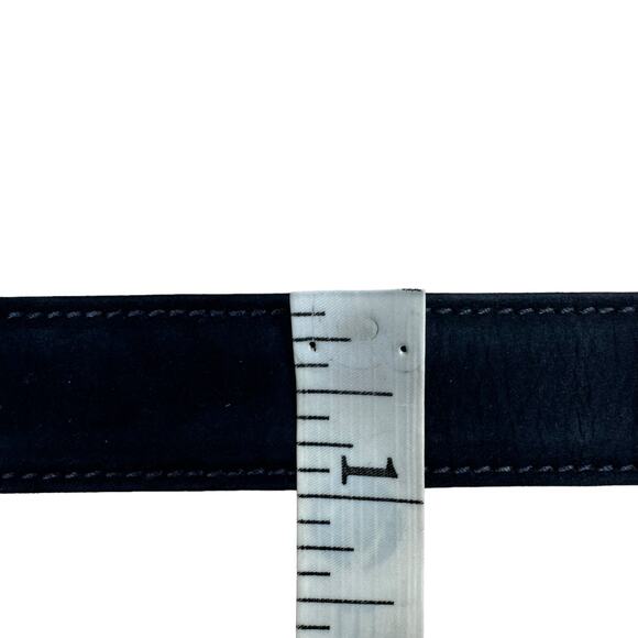 Vintage ESCADA Blue Suede Leather Belt Gold Tone Buckle German 40 Measures 36.5" - Picture 12 of 13